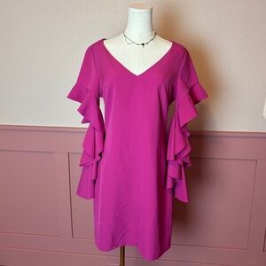 babydoll coquette barbie ruffle cocktail dress 

Badgley Mischka 
nwt
Belle
pink